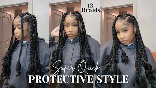 Super Quick & Easy Protective Style (ONLY 13 Braids) | SharronReneé