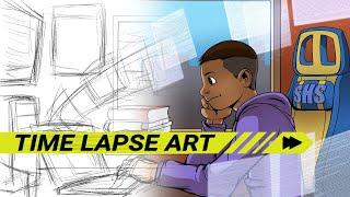 [Time-Lapse Art] Online Class Banner Commission