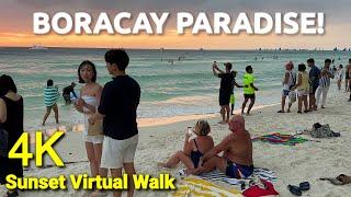  4K | BORACAY Virtual Tour during Sunset! | Beach Walking in Boracay Island, Philippines