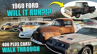 JUNKYARD walk through. ((400 plus CARS))  1960 Ford Truck. WILL IT RUN?!?
