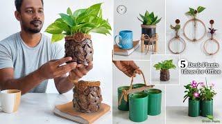 5 Desk Plant Ideas & Hanging Plants Ideas Using Waste Material for Your Office Space//GREEN PLANTS