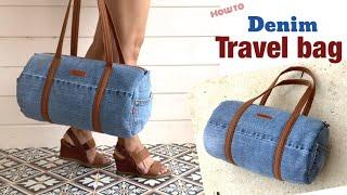 how to sew a denim small  travel bags tutorial, sewing diy a small travel bags patterns, denim diy