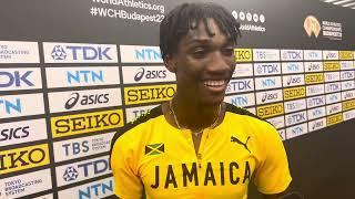 Roshawn Clarke talks after setting U20 WORLD RECORD and Jamaican record in 400h