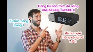 Đồng hồ báo thức Kreafunk aWAKE II kiêm loa Bluetooth 5.0, đèn ngủ, sạc không dây, nhiệt kế điện tủ