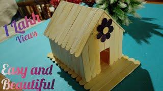 how to make easy popsicle sticks house /#easycraft / #easy house craft .......