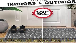 SlipToGrip Universal Door Mat, Plaid Design - Grey, 42 x 35 - Anti Slip, Durable & Washable, Outdoo