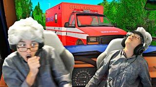 BeamNG but your grandpa collides head-on with an ambulance