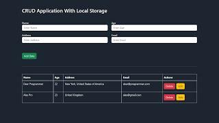 JavaScript CRUD Application With Local Storage - CRUD Operations In JS