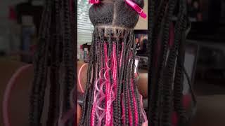 rate these pink braids from 1-10 #braids #knotlessbraids #braider