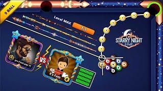Starry Night 3 Cue Level Max  I met Gaming With K on 9 ball pool  Pro 8 ball pool