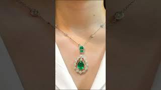 Emerald green diamond necklace design #fashiongram #diamond #emerlad #ytshorts #emeraldgreen #trend