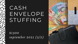 Australian Cash Stuffing $1300 from pay #2 of September 2021. Cash Envelopes. Budget Money.