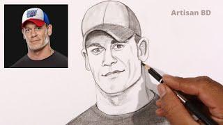 Sketches of Draw Jonh Cena || jonh cena drawing easy WWE