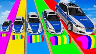 Big & Small Police Cars with Slide Color and Portal Trap - Police Chase vs Cars - BeamNG.Drive