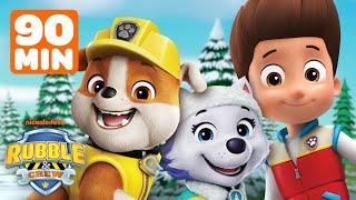 Rubble & PAW Patrol's BEST Holiday Rescues! w/ Everest & Ryder | 90 Minutes | Rubble & Crew