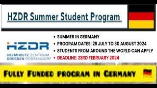 FULLY FUNDED GERMANY VISA Summer Helmholtz-Zentrum Dresden-Rossendorf  #schengenvisa #Germany