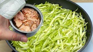 Cabbage with canned tuna tastes better than meat! A simple cabbage recipe! # 313