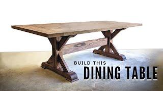 How to Build a FARMHOUSE TRESTLE TABLE - DIY Woodworking