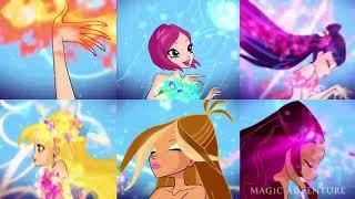 Winx All Transformation Up To Cosmix In Split Screen HD *ITALIAN*