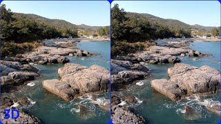 3D video, Drone 3D, 3D Aerial video, Rocky shore, Magic eye, 3D Stereo video, Stereogram
