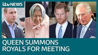 Queen summons Charles, William and Harry to Sandringham to resolve crisis | ITV News