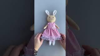 Handmade soft toy bunny with clothes, cloth doll for Easter gift