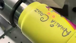 Engraving into stainless steel cup with monport fiber laser