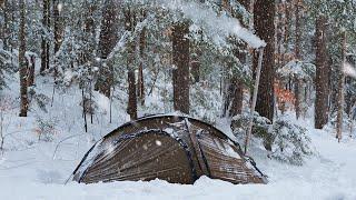 Hot Tent Winter Camping in a Snow Storm | Buried by Snow