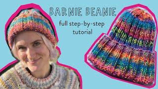 knit a chunky beanie with me! full beginner tutorial for the barnie beanie