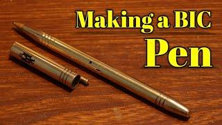 Handmade Pen  ( turning a BIC PEN into a brass PEN )