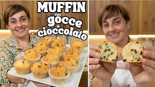 MUFFIN CON GOCCE DI CIOCCOLATO...CHE NON AFFONDANO !  Ricetta Facile - Fatto in Casa da Benedetta