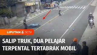 Detik-Detik Dua Pelajar Terpental Akibat Ditabrak Mobil di Temanggung | Liputan 6