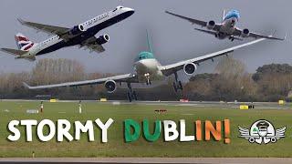 Difficult Dublin Day! (Stormy CROSSWIND operations at Dublin Airport)