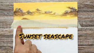 Sunset seascape Painting for beginners |ASMR Acrylic painting step by step
