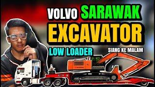 BERHENTI TIDUR DAN SAMBUNG PANDU VOLVO LOW LOADER MUATAN EXCAVATOR KE PANTAI SEMATAN SARAWAK !  ETS2