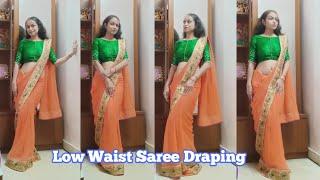 Low Waist Saree Draping On Demand | Slim Look Draping | Kaveri Kotadia #sareedraping #kaverikotadia