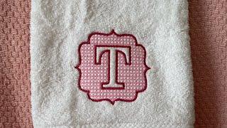 Machine Embroidery Monogram Hand Towel.   Quick Simple Beautiful Design