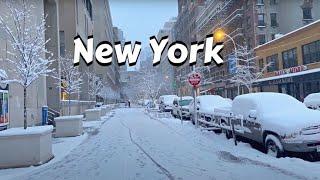 Heavy Snowfall Walking Tour Manhattan New York Snowstorm 4k Video