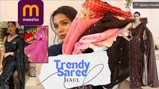 Meesho Designer Saree Haul| Under 700/-  Meesho trending saree try on haul #sapnaprabhat