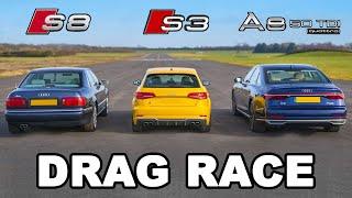 Audi S8 v Audi S3 v Audi A8: DRAG RACE