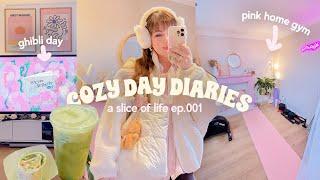 COZY DAY DIARIES  EP.1 my pink home gym setup, brutally honest ghibli review, home haul