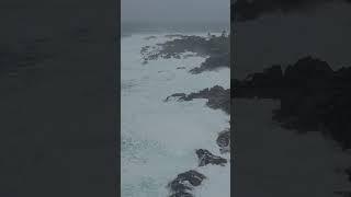 The Amphitrite lighthouse on a stormy winter day. #Ucluelet#VancouverIsland #Stormwatching #drone