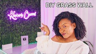 DIY Grass Wall and Neon Sign