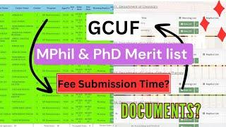 GCUF MPhil & PhD Merit List| konsy documents ly k jany?