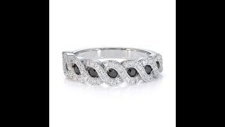 Atyaza Inc White Gold Platinum Black Diamond with Diamond Eternity Ring ATZR-0457