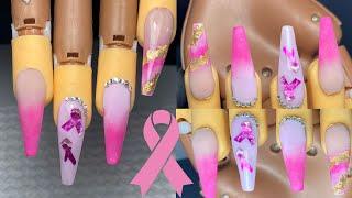 diseño de uñas cáncer de mama/breast cancer nail desing