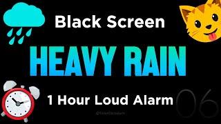 Black Screen  6 Hour Timer ⏱️ Soothing Rain Sounds  + 1 Hour Loud Alarm for Sleeping  (no ads)