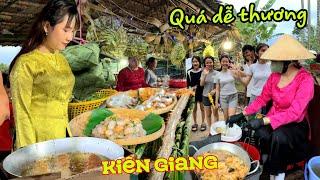 Chợ quê Bến Nhứt đầu tiên ở Kiên Giang - Gặp em gái quá dễ thương luôn