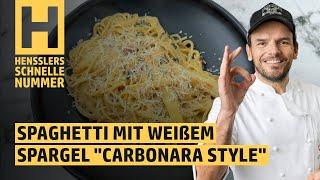 Schnelles Spaghetti mit weißem Spargel „Carbonara Style“ Rezept von Steffen Henssler