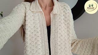 Saco Grecia en CROCHET, punto abanicos. Clásico, elegante, un básico infaltable #crochet #ganchillo